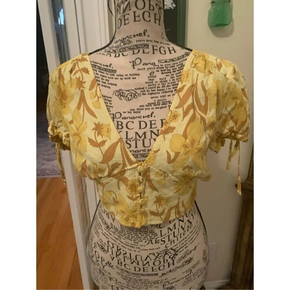 Urban Outfitters Cropped Top Yellow Boho City Chic